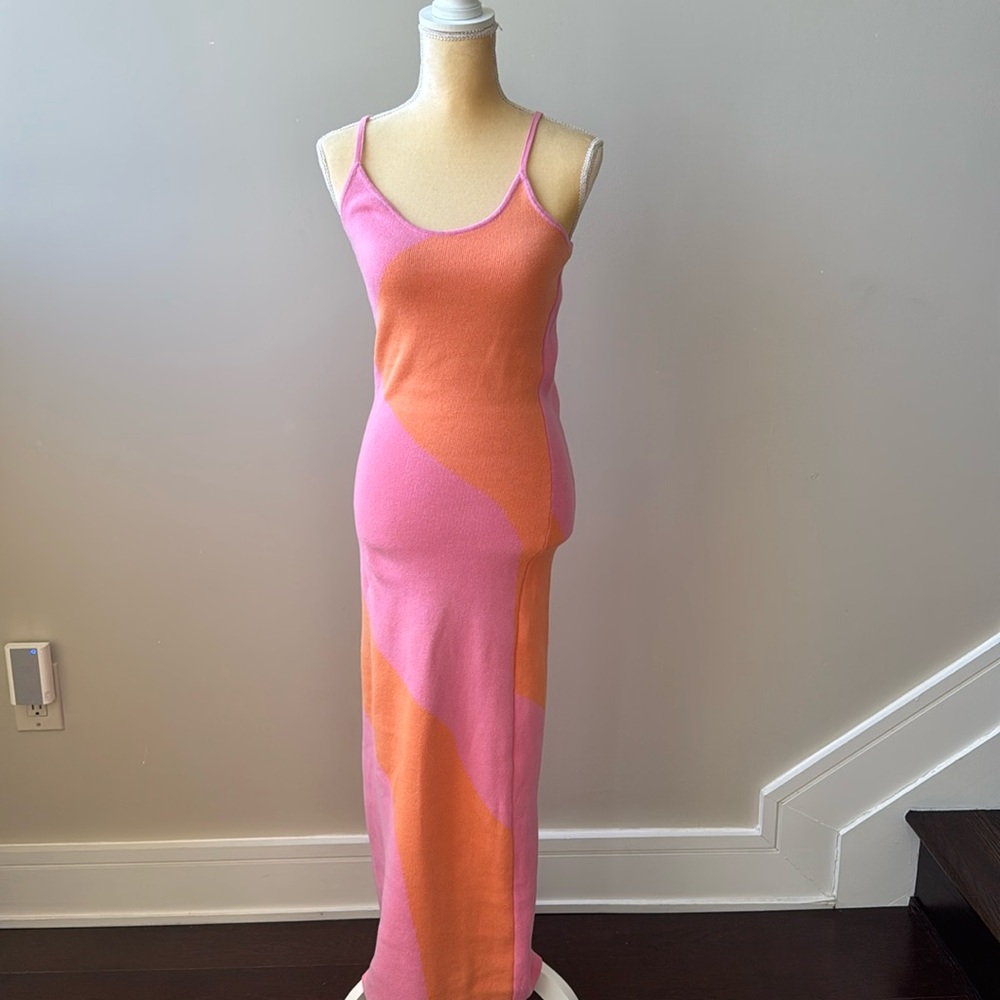 Peppermayo Pink and Orange Maxi Slip Dress